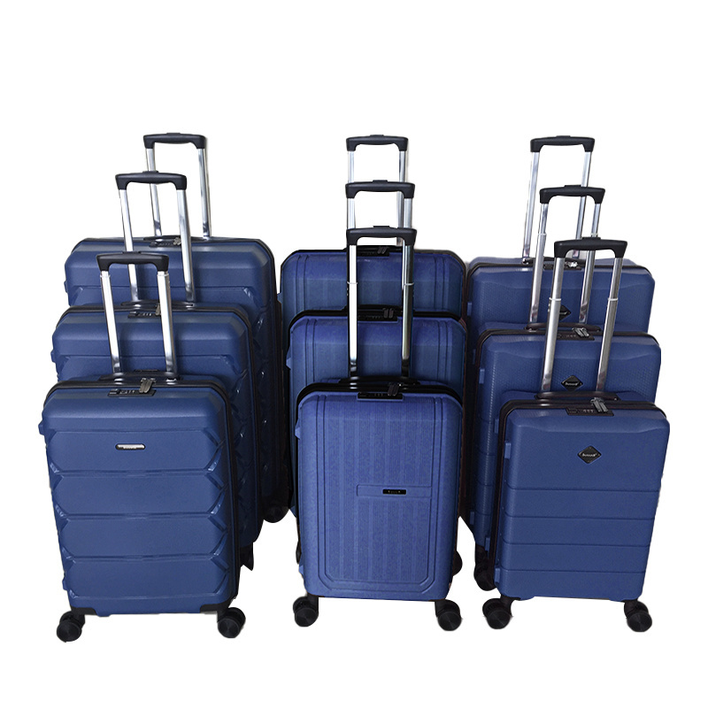 ready goods 9pcs one carton half finished hardside luggage with spinner wheels travel bags luggage set trolley suitcase