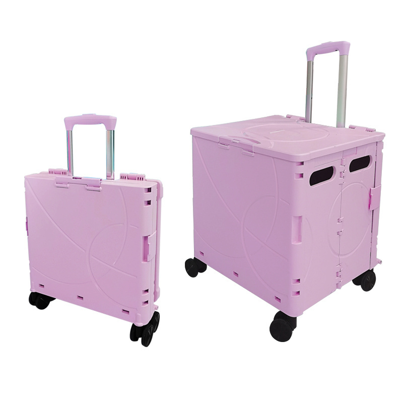 Foldable Shopping Trolley Cart Folding Luggage Cart lightweight rolling Wheels Shopping Cart 36L 48L