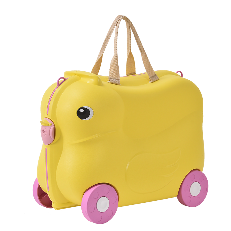 19 inch PP cute suitcase for kids rolling suitcase low MOQ plastic animal design kids ride on luggage