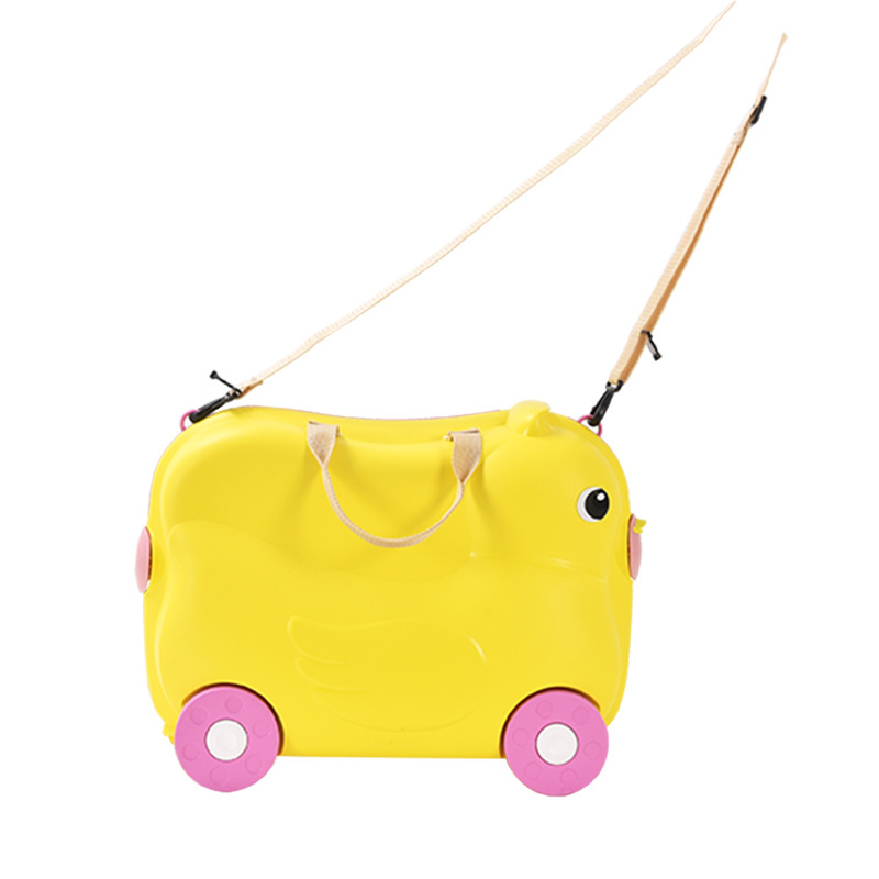 19 inch PP cute suitcase for kids rolling suitcase low MOQ plastic animal design kids ride on luggage