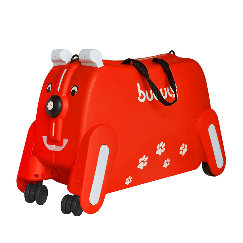 Colorful Cute OEM 19 Inch Mini Luggage Bag PP Travel Trolley Bag For Kids Portable Dog Design Ride on Luggage