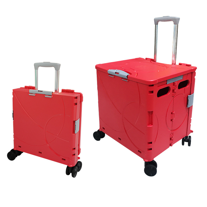 Foldable Shopping Trolley Cart Folding Luggage Cart lightweight rolling Wheels Shopping Cart 36L 48L