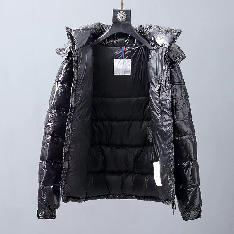 custom luxury winter solid short waterproof duck goose shiny men's down puffer 700 hood jacket coat for men down jacket