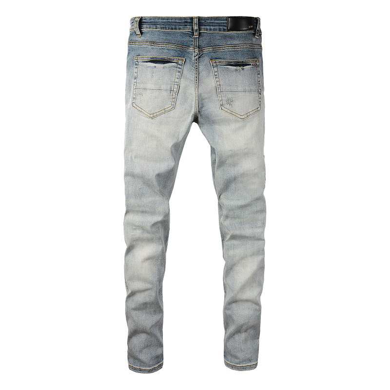 custom high quality blue para hombre. slim fit ripped skinny denim trousers pants men jeans for men size 32- 30