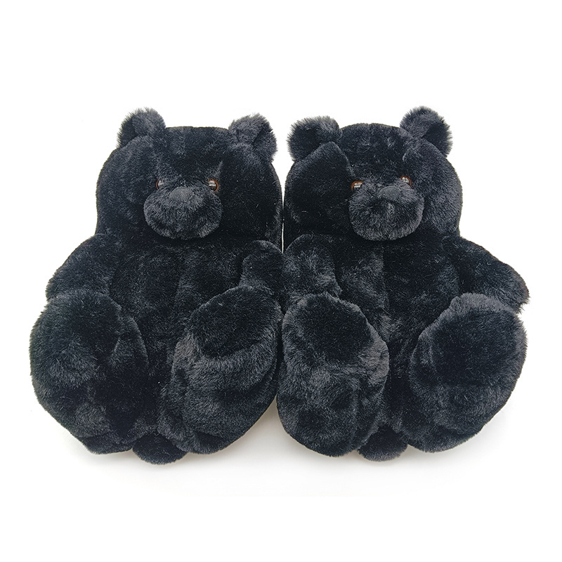 2021 hot selling wholesale teddy bear slippers for women and kids fashion bedroom fur slippers cartoon shoes