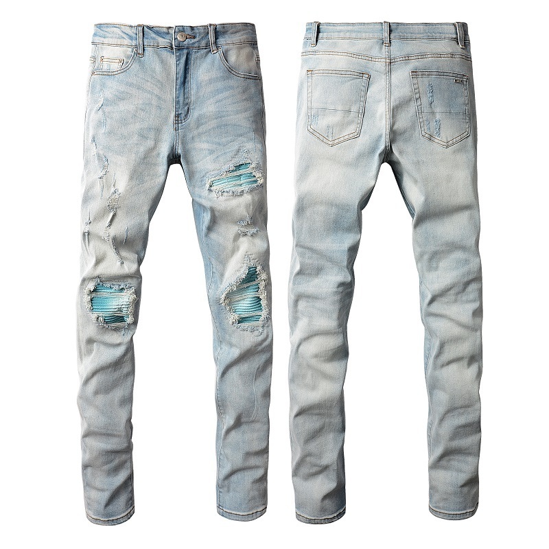 Fashion Custom Loose Classic Denim Crazy Clothes Stock Ripped jeans Men