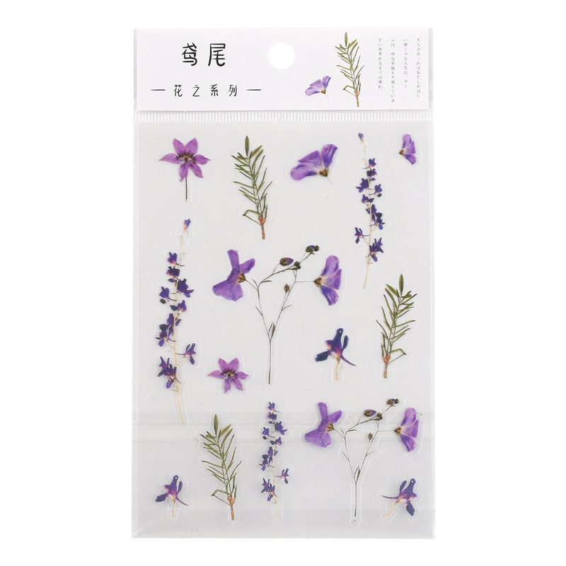 Natural Daisy Clover Japanese Words Stickers Transparent PET Material Flowers Leaves Plants Deco Stickers