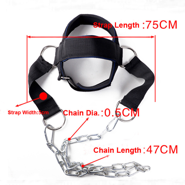 Weight Lifting Fitness Head Harness Neck Harness with Steel Chain