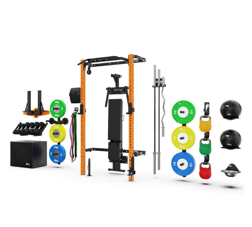 Gym and home use fitness equipment wall mounted folding power squat rack with multi-grip bar