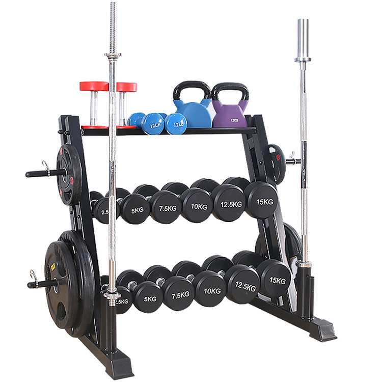 Multi Functional Weight Storage Dumbbell Stand Rack with Weight Plate Tree Rack & Barbell Holder for Home Gym