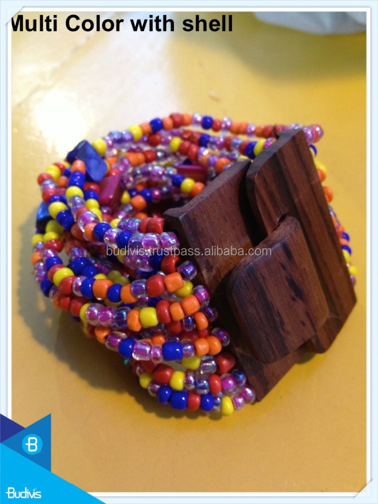 2020 Wood Clasp Mixed Bead Bracelet 100% hand made from Bali