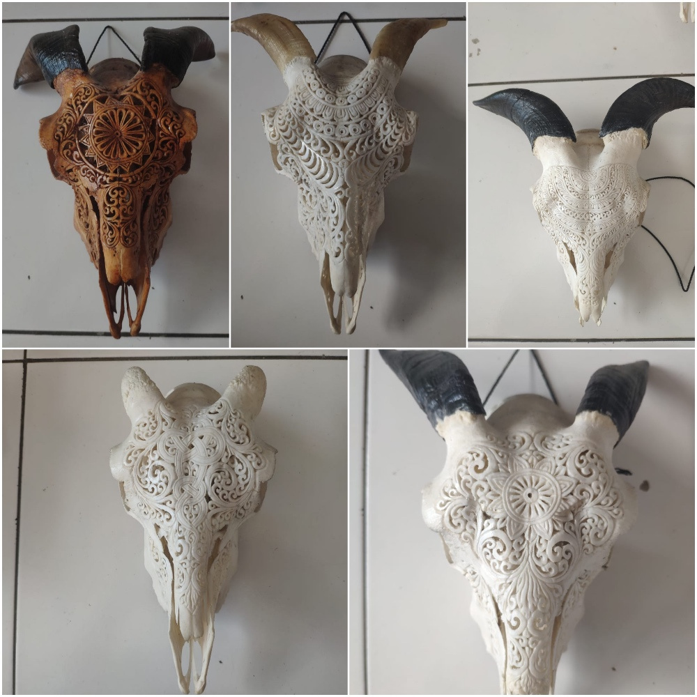 Ram skulls carved goat skulls carving 100% in handmade high quality carving by special artisans