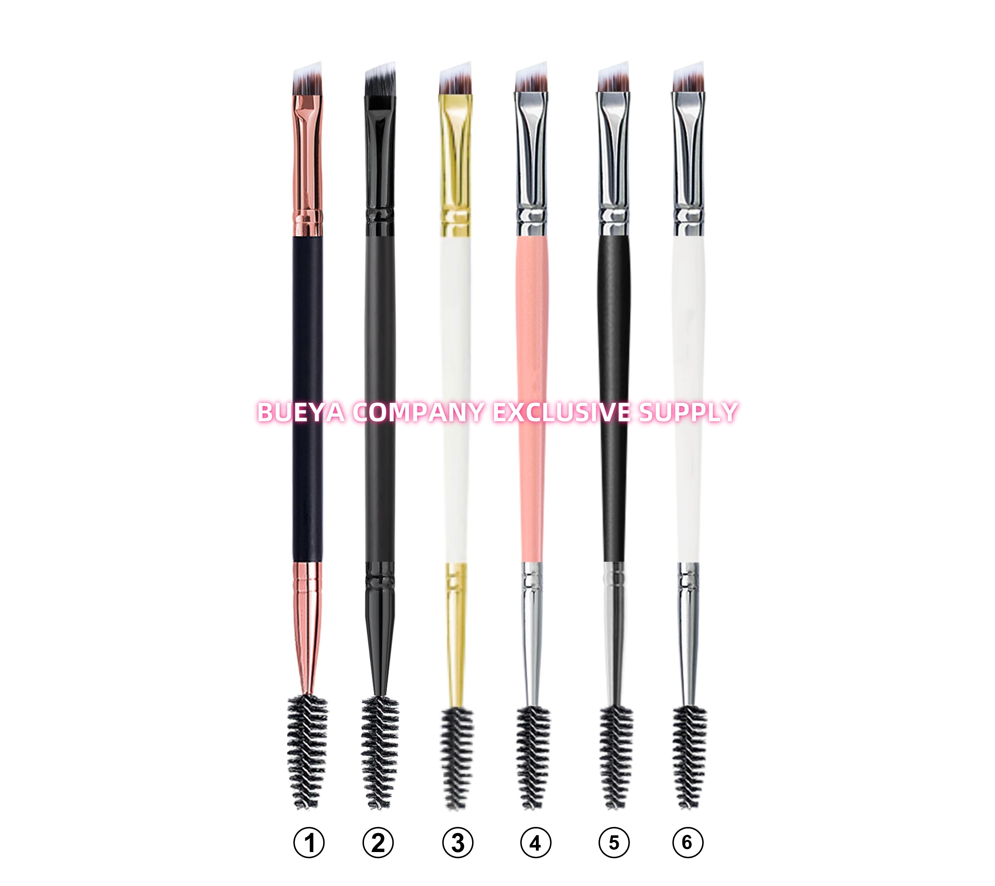 BUEYA Hot Sell Fashion Women dual ended Double Head Cosmetic Brush Angled Eyebrow Make Eyelash Spoolie Brush