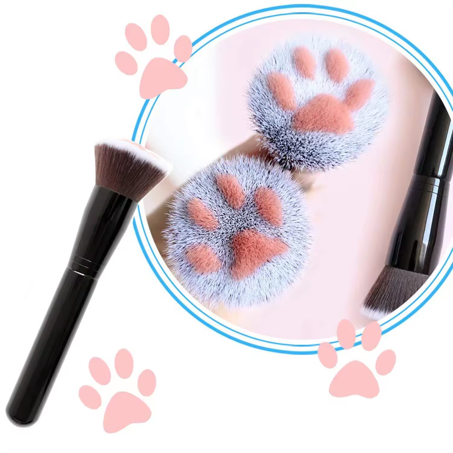 BUEYA Wood Handle Foundation Blending Face Brush 1 pcs Cat Feet Brush Blush Makeup Brush Cosmetic Beauty Tool Super Cute