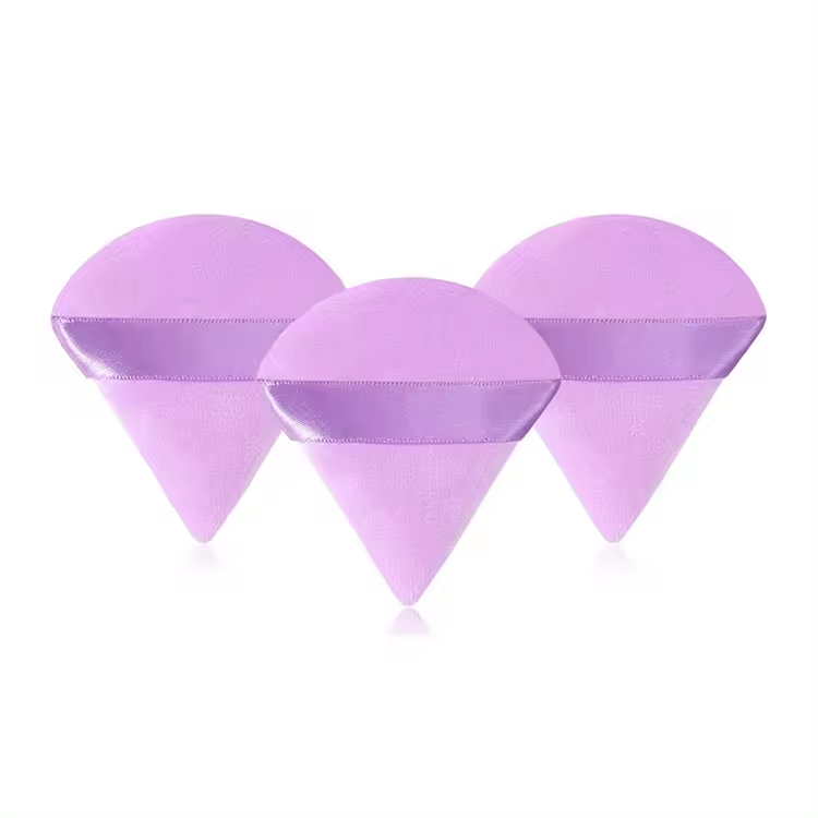 BUEYA Skin-Friendly for Easy Handling custom logo Triangle Powder Puff flocking Soft Velour Makeup Puffs for Face Powder