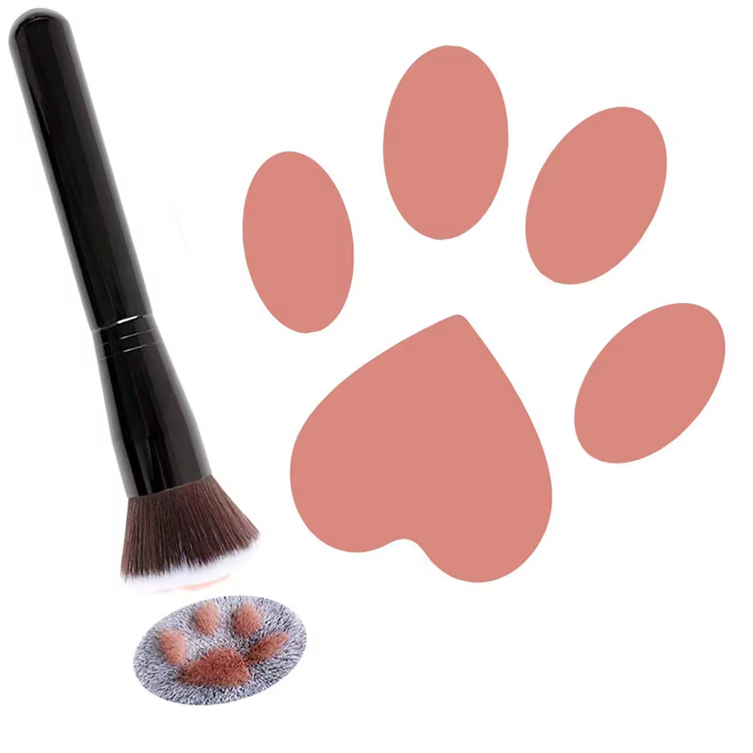 BUEYA Wood Handle Foundation Blending Face Brush 1 pcs Cat Feet Brush Blush Makeup Brush Cosmetic Beauty Tool Super Cute