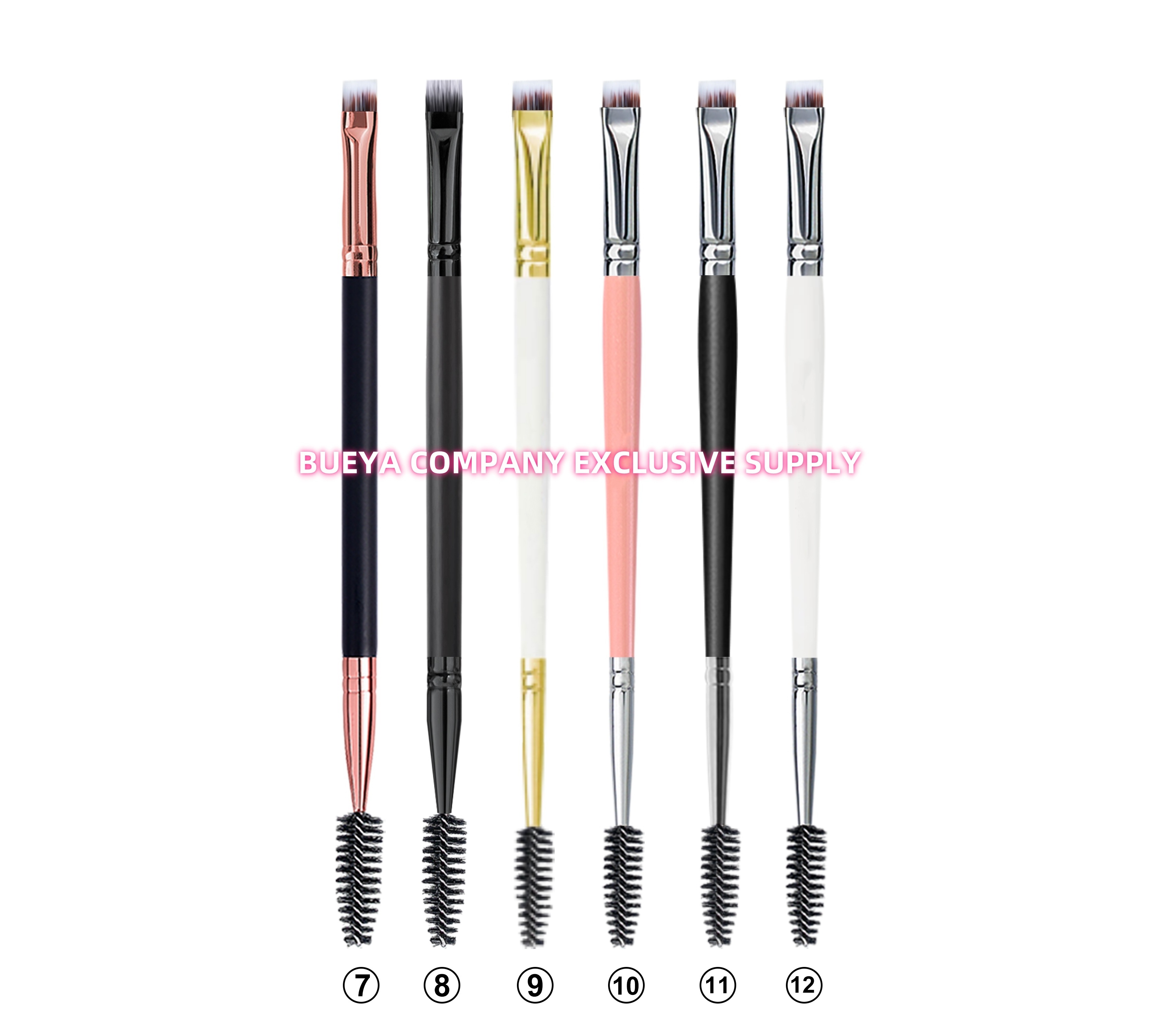 BUEYA Hot Sell Fashion Women dual ended Double Head Cosmetic Brush Angled Eyebrow Make Eyelash Spoolie Brush