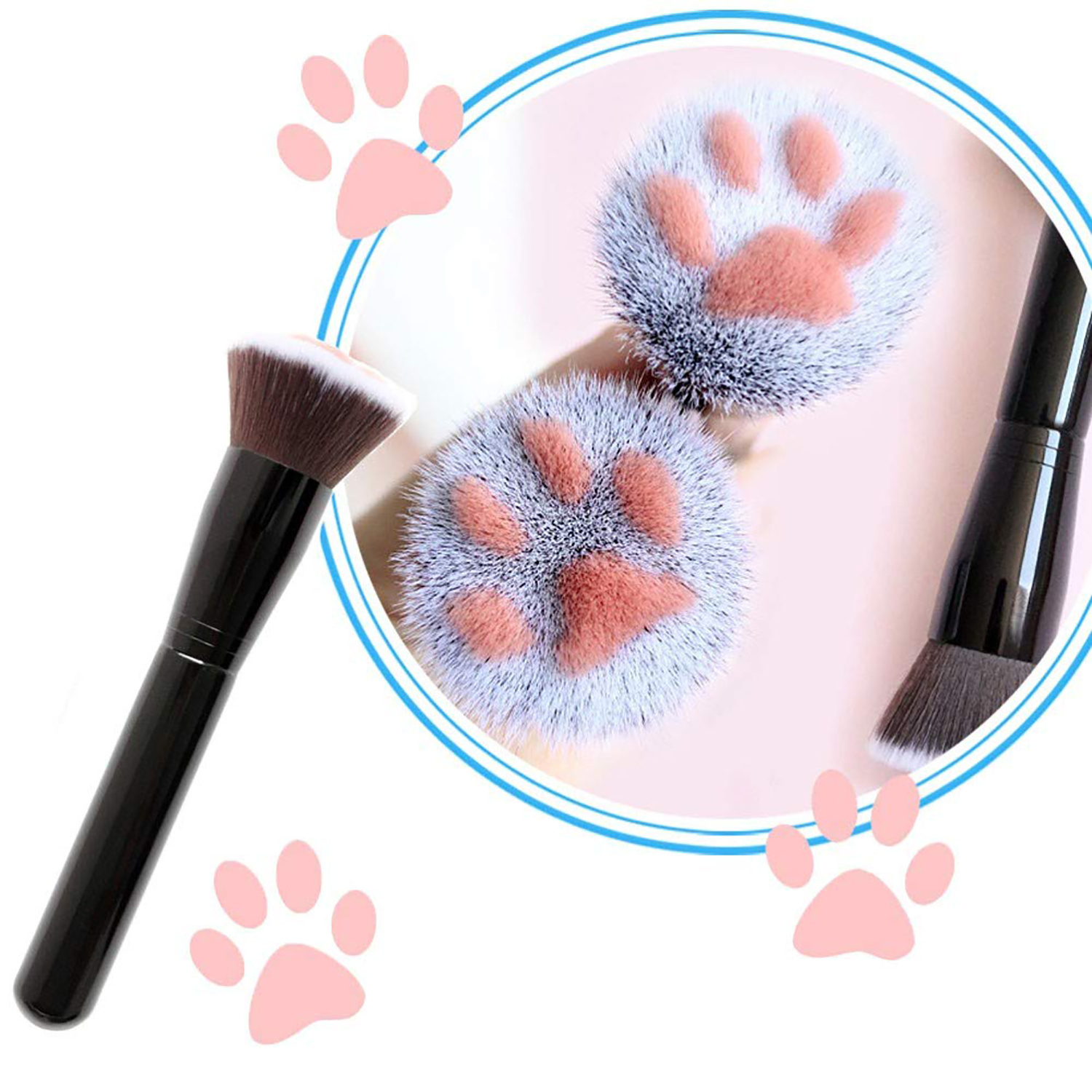 BUEYA Super Cute 1pc Cat Feet Brush Blush Makeup Brush Wood Handle Foundation Blending Face Brush Cosmetic Beauty Tool