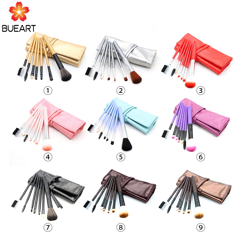 BUEYA 2019 Free Bag 1 DOLLAR CHEAP PRICE good quality black silver red makeup brushes free gift 7pcs brush with holder bag