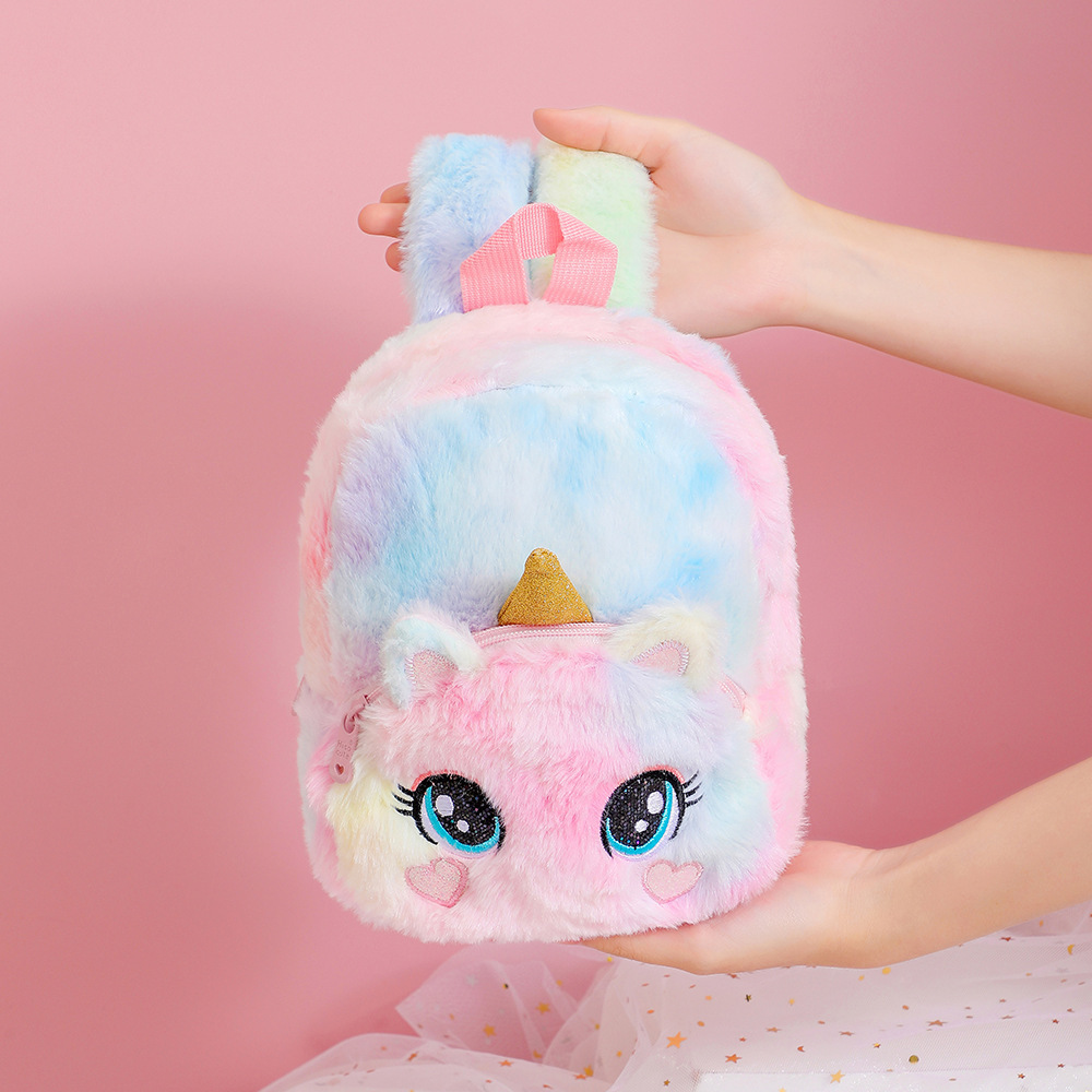 Unicorn plush big eyes backpack kindergarten children cartoon backpack little girl backpack