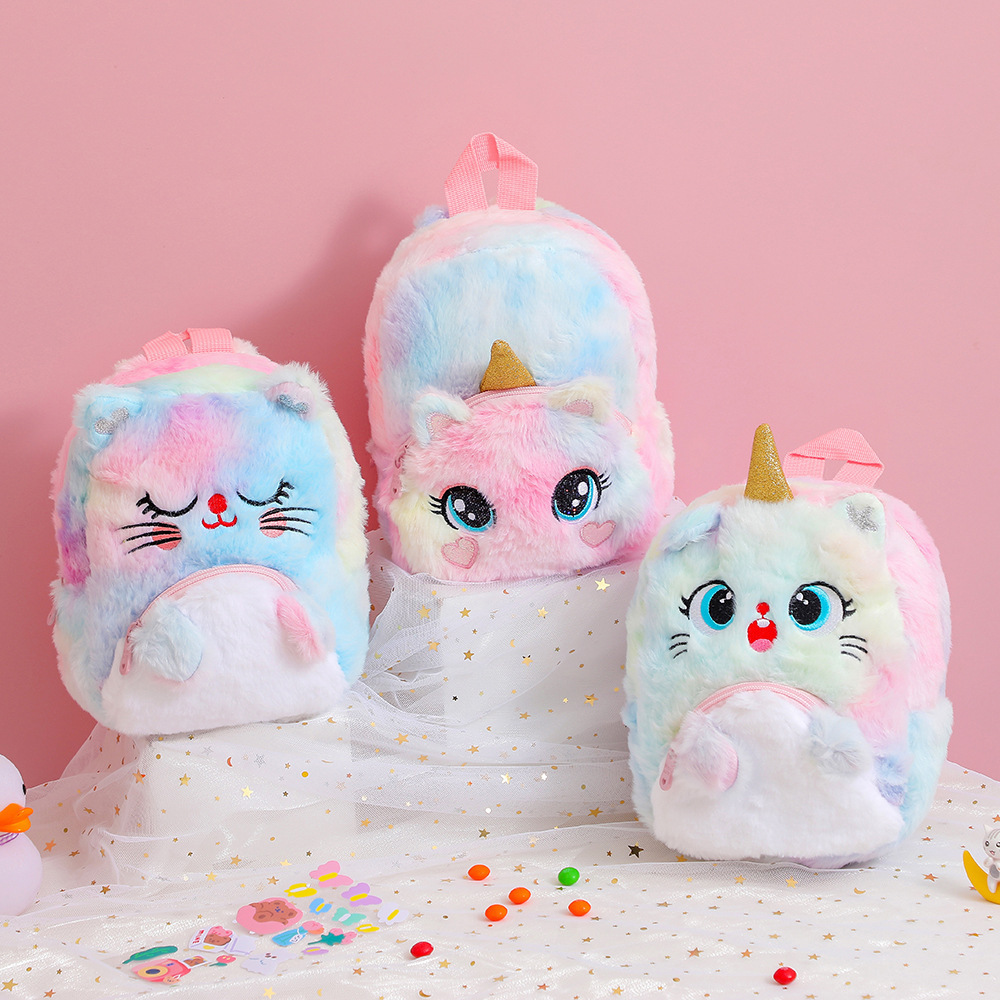 Unicorn plush big eyes backpack kindergarten children cartoon backpack little girl backpack