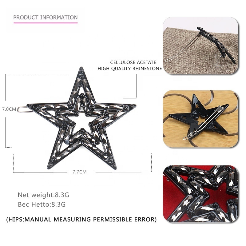 Five-pointed Star Shape Hairpin For Girls Simple and Exquisite Acetate Hair Clip Hollow Design Fairy Headdress Hairpin