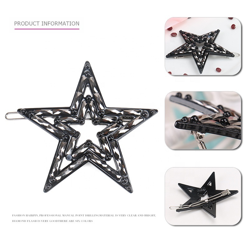 Five-pointed Star Shape Hairpin For Girls Simple and Exquisite Acetate Hair Clip Hollow Design Fairy Headdress Hairpin