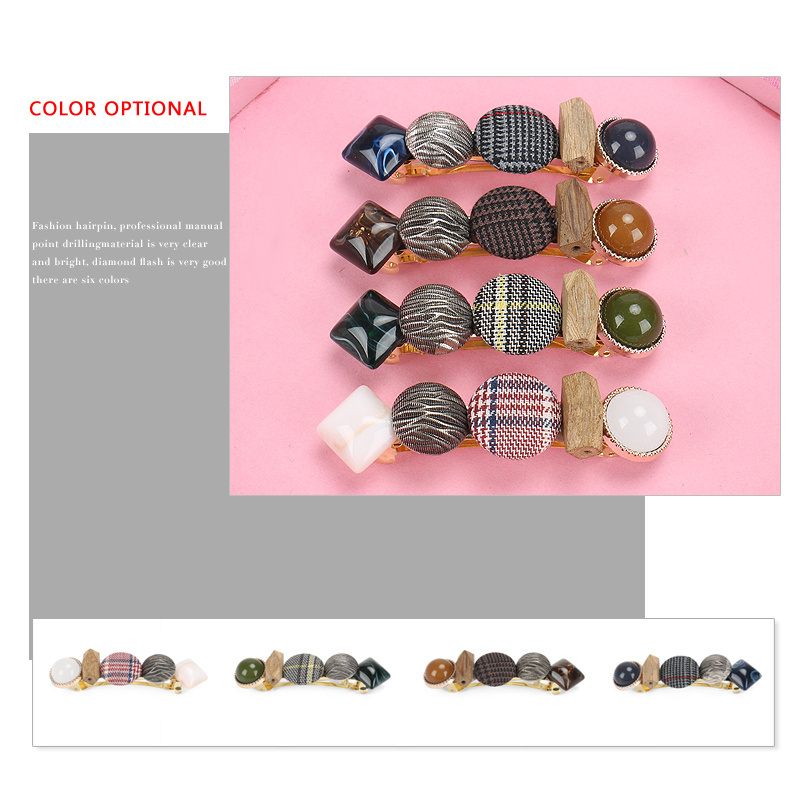 Interesting DIY Wood Button Resin Hair Clips Custom Golden French Hair Barrette Clip Handmade Women Hair Clips