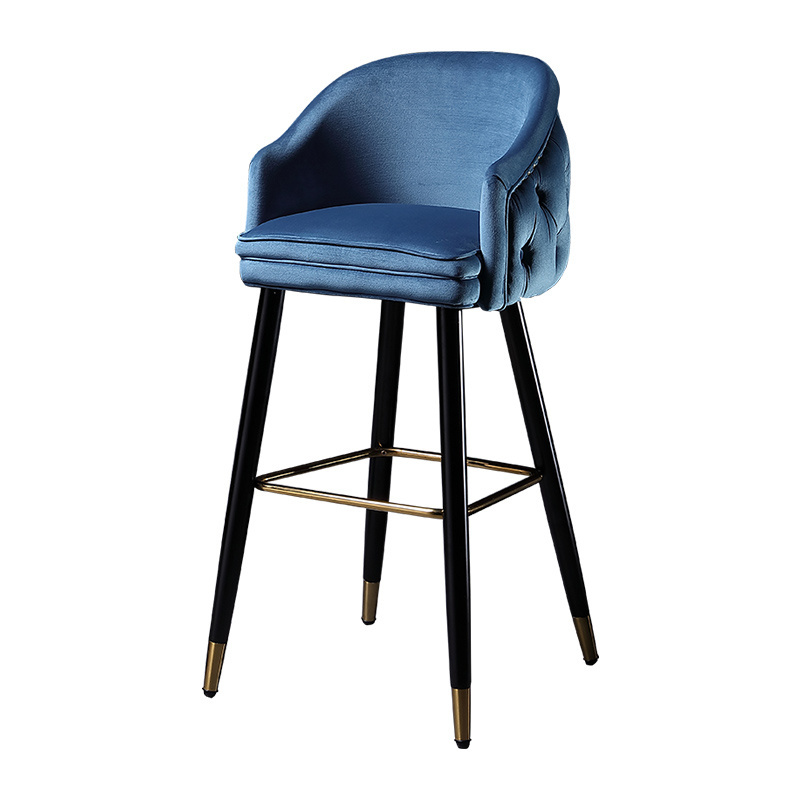 Kitchen Breakfast Bar Stool With Backrest Velvet Stool Chair