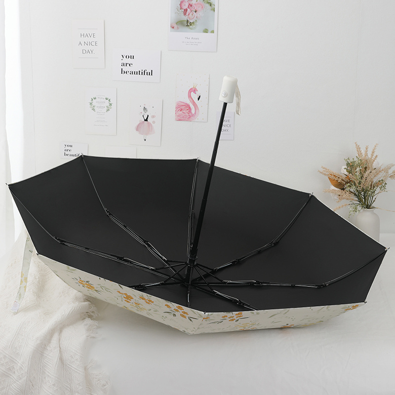 flower automatic Umbrella Sunny and Rainy   Windproof 3 Fold Umbrellas Tiny Portable Folding Rain Foldable Umbrellas