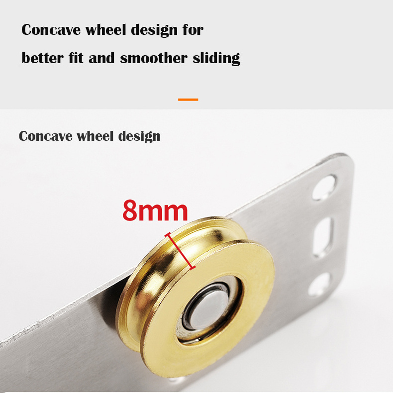 Wardrobe sliding door pulley accessories, upper and lower rollers, old-fashioned concave cabinet door wheel