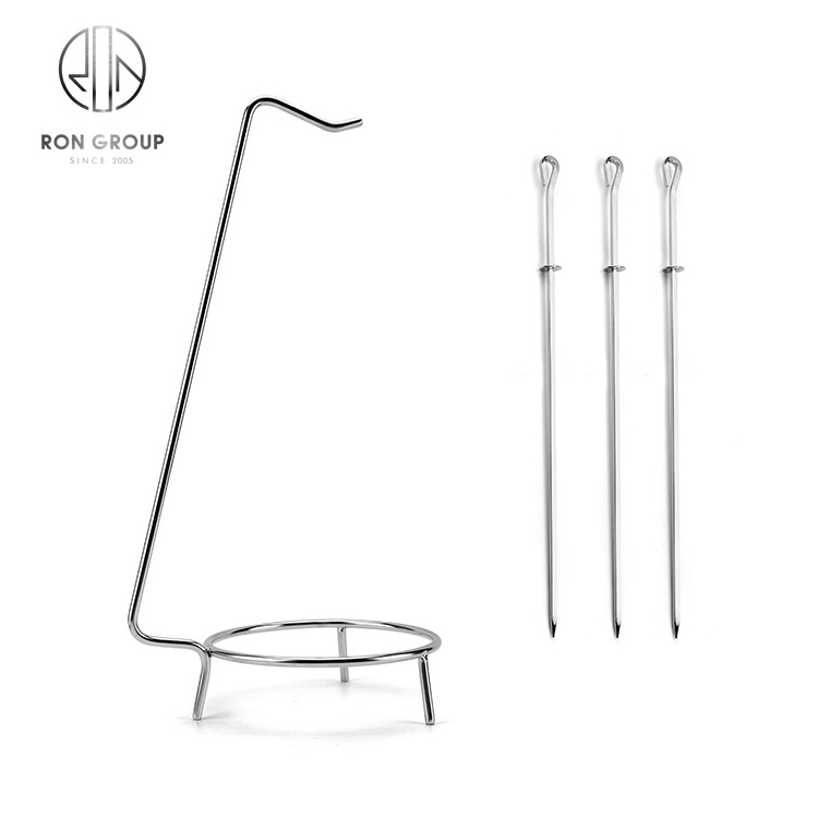 Reusable Stainless Steel Grilling BBQ Stand Rack Tool With Two Needles Kebab barbecue skewers Grill bbq skewer sets