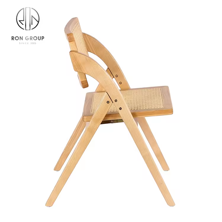 Commercial Solid Wood Rattan Furniture Foldable Wooden Frame Rattan Cane Back Dining Chair