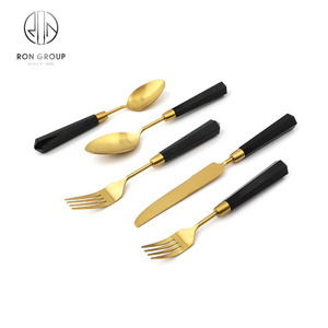 304 Stainless Steel Black Acrylic Cutlery Set Matte Gold Wedding Green Acrylic Flatware