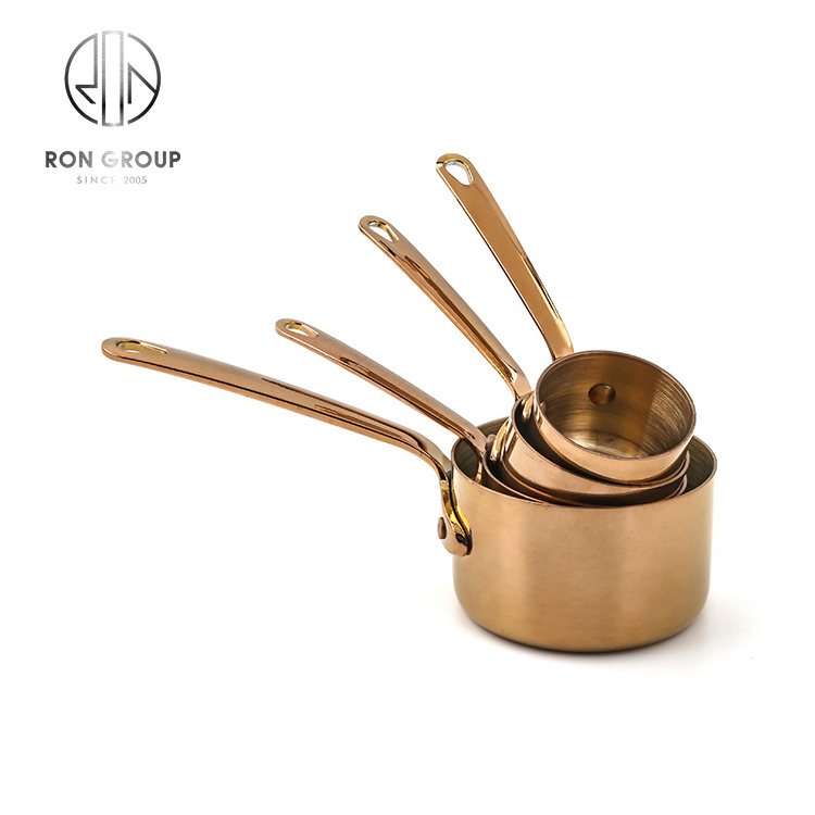 Korean Restaurant Mini Gold Plated Stainless Steel Sauce Pan Sets Frying Pan Gilded Sauce Pot Set