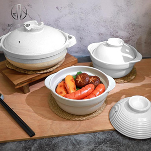 Korean 800ML Stove Cookware Sets Kitchen Soup Insulated Casserole Food Warmer Clay Cooking Pot White Ceramic Casseroles With Lid