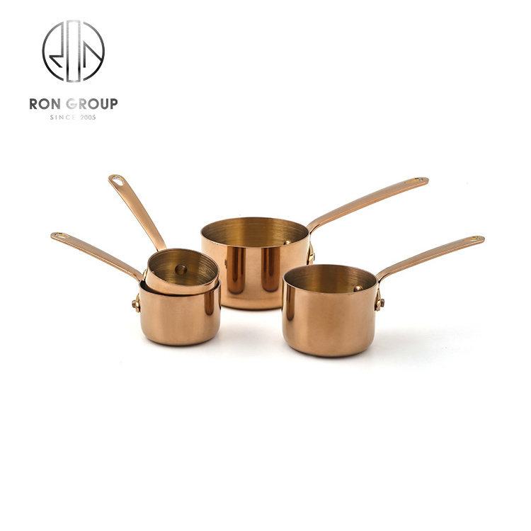 Korean Restaurant Mini Gold Plated Stainless Steel Sauce Pan Sets Frying Pan Gilded Sauce Pot Set