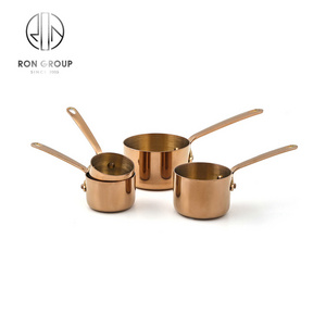 Korean Restaurant Mini Gold Plated Stainless Steel Sauce Pan Sets Frying Pan Gilded Sauce Pot Set