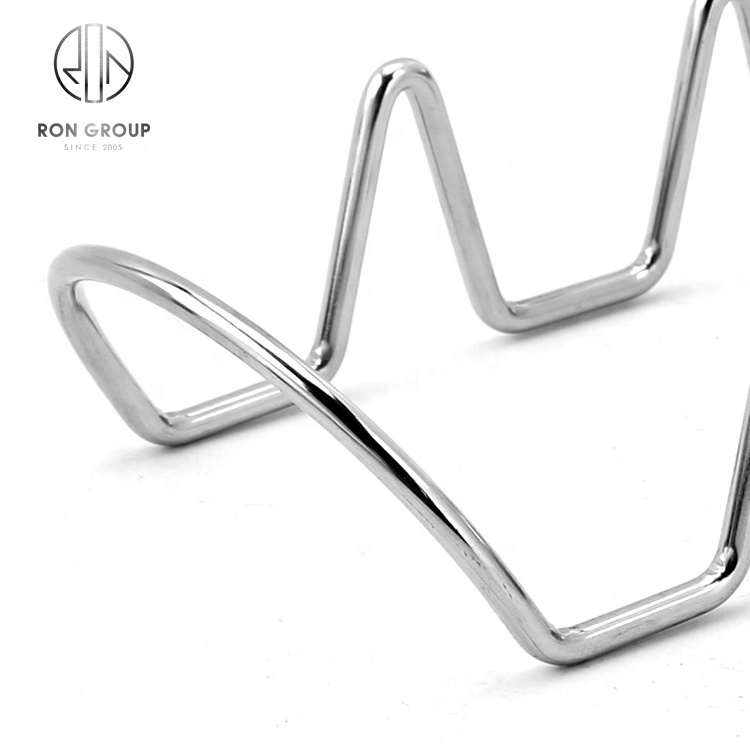 hot sale restaurant serving rack stainless steel taco tary dinnerware 3 tacos stand set wire shell taco holder