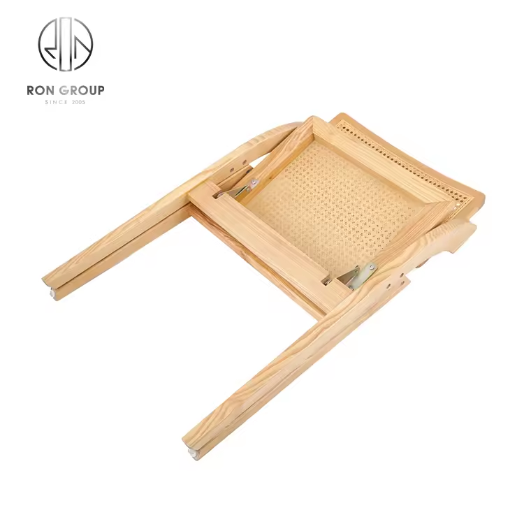 Commercial Solid Wood Rattan Furniture Foldable Wooden Frame Rattan Cane Back Dining Chair