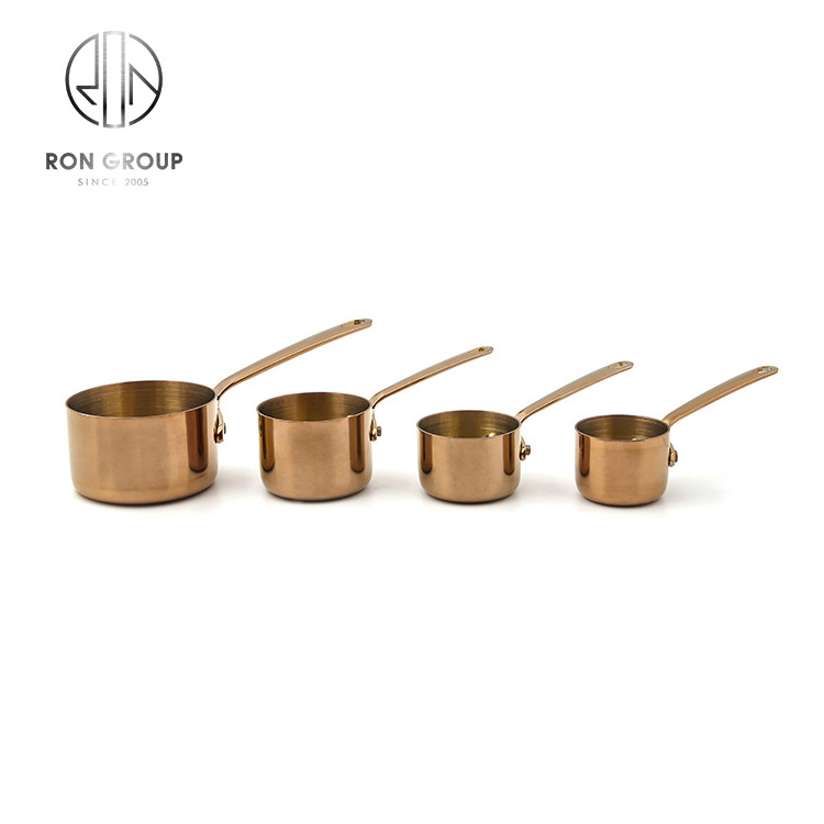 Korean Restaurant Mini Gold Plated Stainless Steel Sauce Pan Sets Frying Pan Gilded Sauce Pot Set