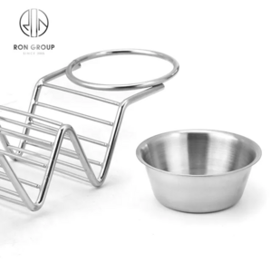 Restaurant Stainless Steel Taco Holder Stand Double Sauce Dishes Taco Stand Kitchen Food Rack Stand