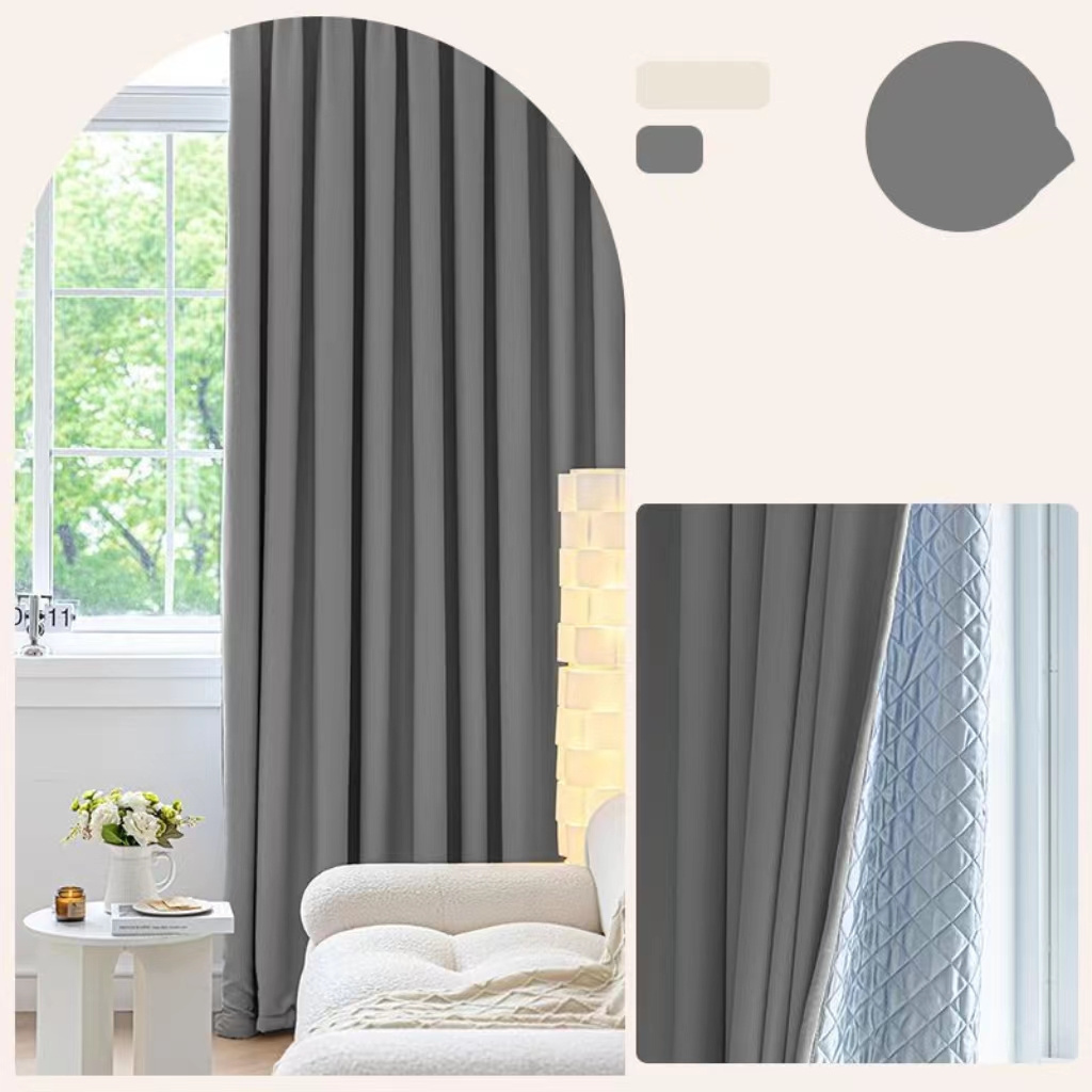 Irini Top-Quality Grey Blackout Curtains Thermal Insulated Drapes for Patio French Door & Living Room