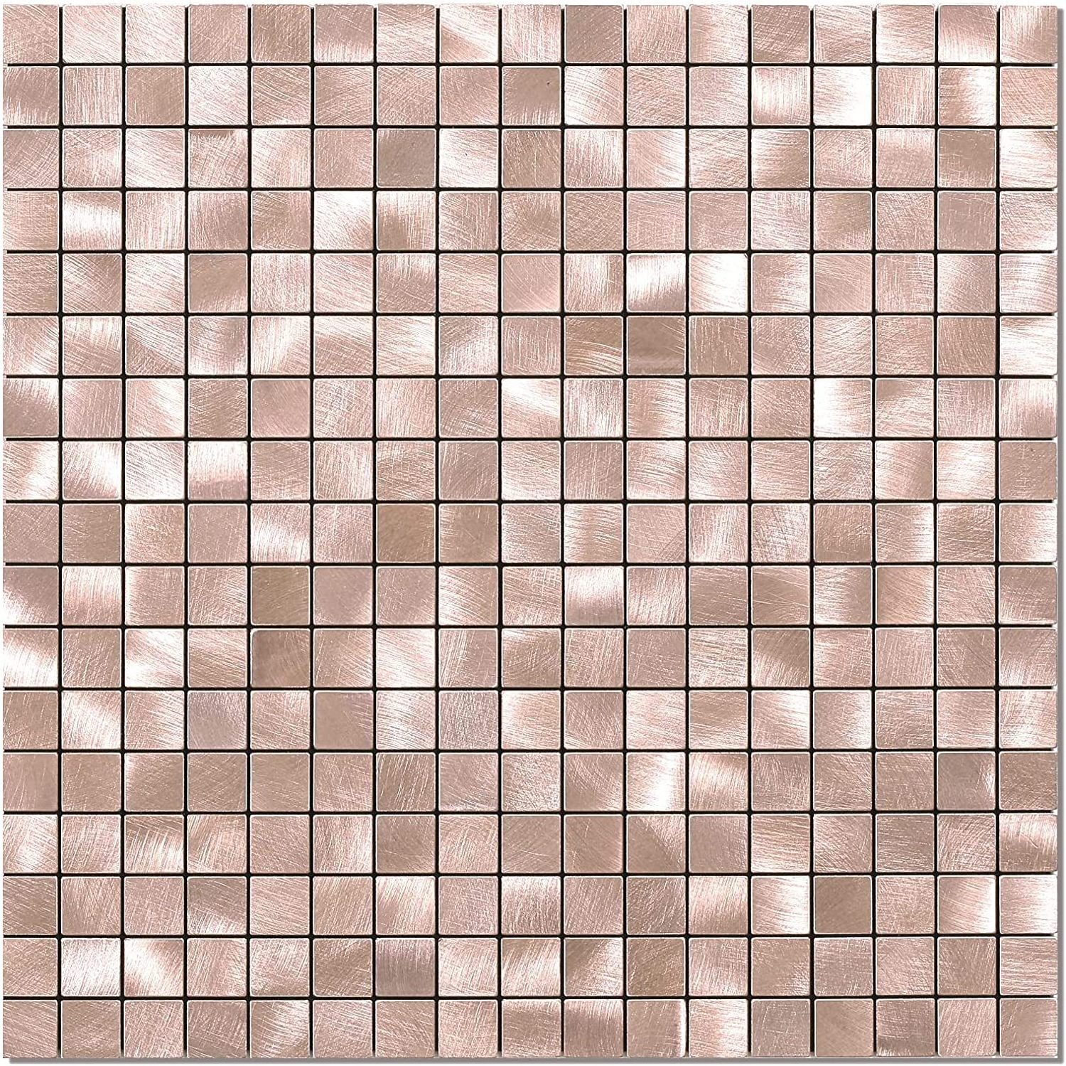 Bufu Champagne Gold Peel and Stick Backsplash Tiles Brushed Aluminum Surface Metal Mosaic Sticker for Kitchen Wall