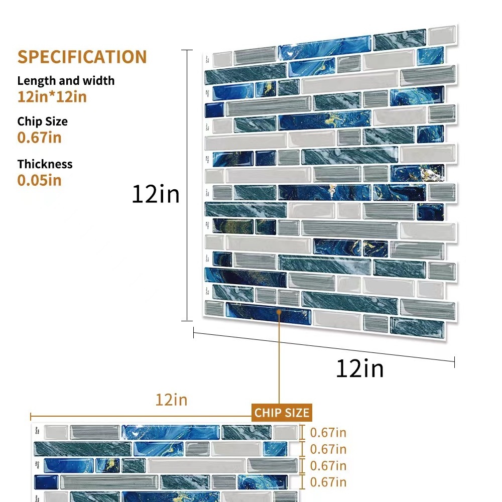 Irini Waterproof Peel and Stick Backsplash Tiles for DIY Home Improvement