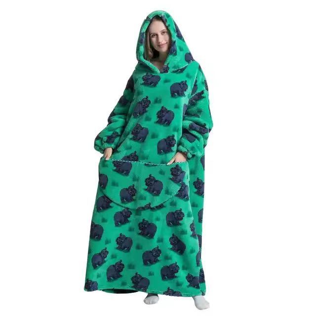 Bufu Custom Oversized Wearable Sherpa and Micro-Mink Blanket Hoodie for Outside