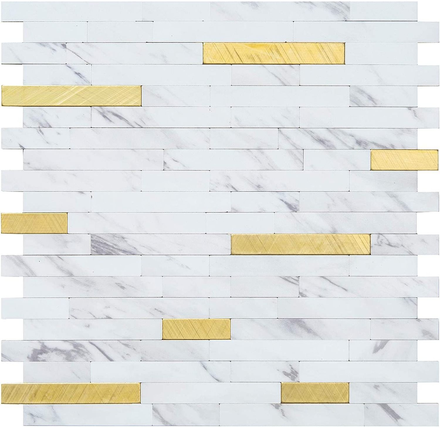 Bufu Waterproof and Moisture-Proof Marble White Peel and Stick Decorative Metallic Wall Tile Backsplash