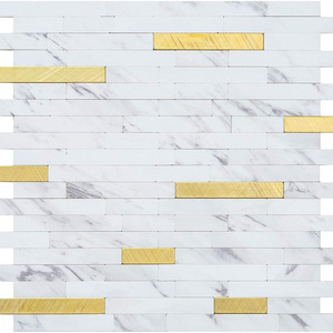 Bufu Waterproof and Moisture-Proof Marble White Peel and Stick Decorative Metallic Wall Tile Backsplash