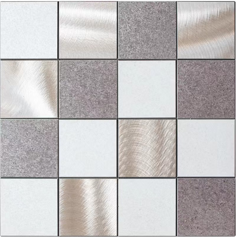 Bufu OEM Easy to Apply Long-lasting oil painting style Aluminum Peel and Stick Backsplash Mosaic Tiles for Bathrooms and Kitchen