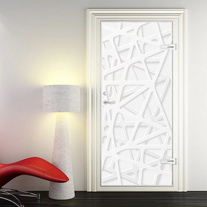 Bufu Fashion Metallic Texture 3D Simulation Door Stickers Peel and Stick Vinyl Door Decals Self-Adhesive Home Decor 3D Wallpaper